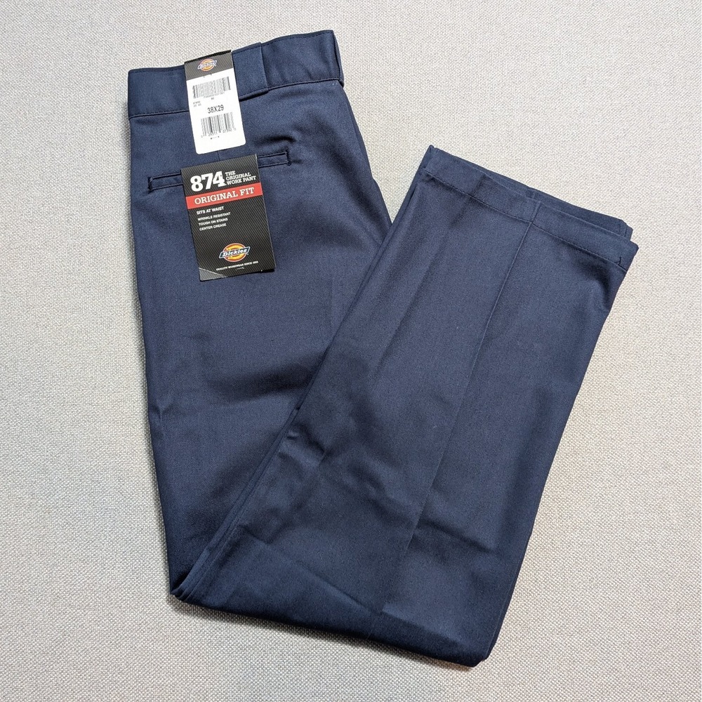 Dickies 874 Men's 38x29 Original Fit Work Pants Navy Polyester Blend Uniform